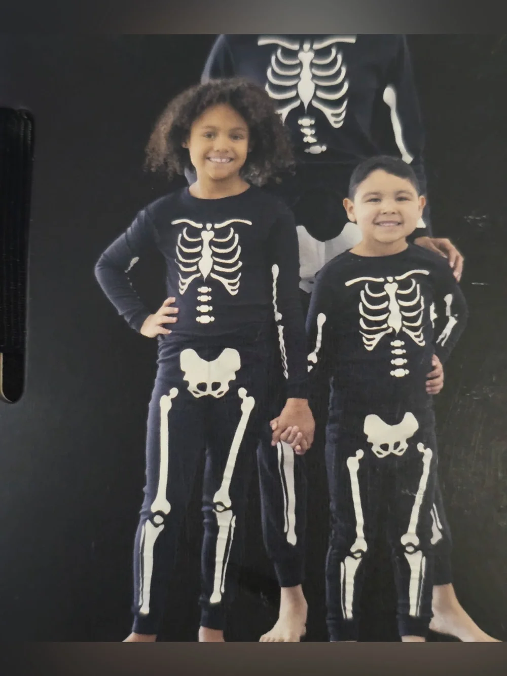 Kids Black Skeleton Pajama Costume Set by